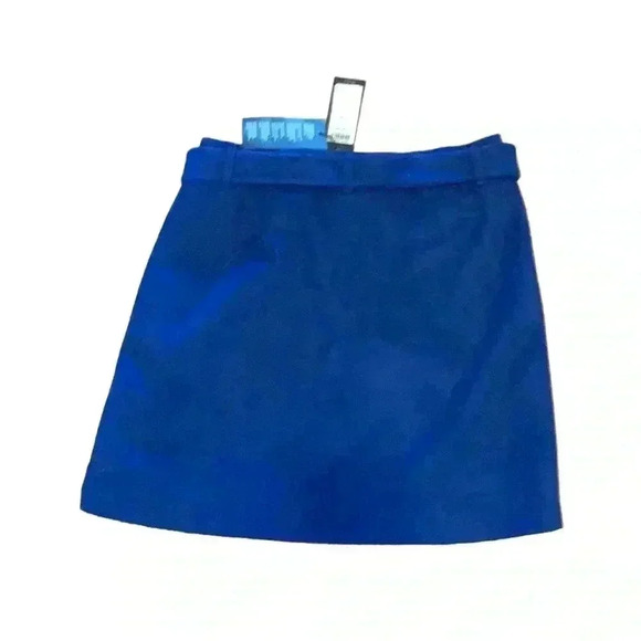 NWT Vera Moda faux suede blue  skirt with belt - Picture 2 of 9